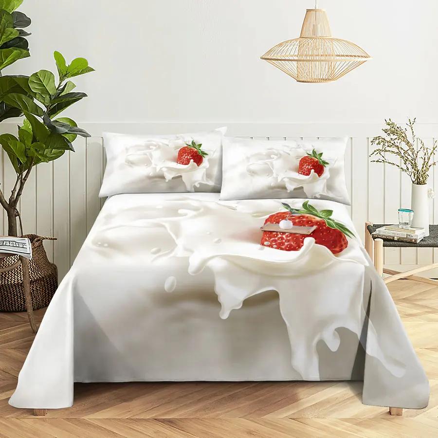 Fruit Bed Sheet Set and Pillow Case Queen King Size Bedding Set Lemon Print Pillowcase for Double Twin Full Single Bed Free Ship
