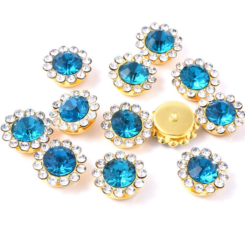 Sun Flower Claw Diamond, Glass Flower-Shaped Rhinestone Buckle Hand Seam Diamond, Round Flower Plate Grab Diamond Diy Jewelry Button Decoration