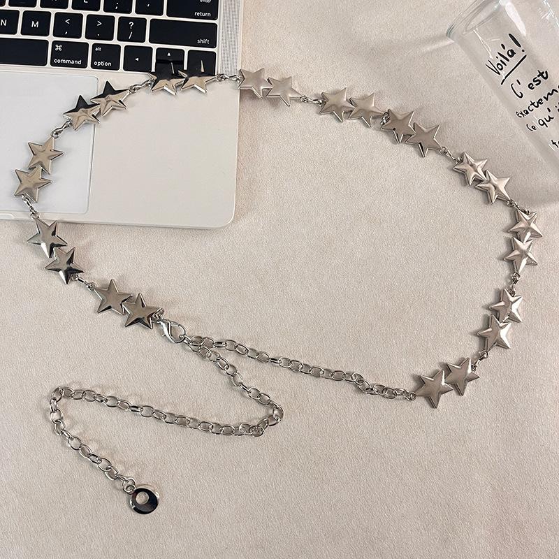 Vintage Metall Stern Taillenkette Damen Accessoires Jeans Kurzer Rock Gürtel Dekoratives Kleid Tide