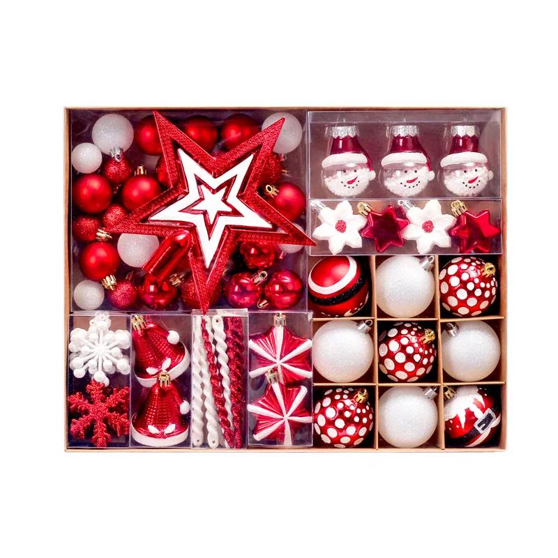 80PCS/SET New Christmas Decorations Tree Top Star Christmas Ball Painted Gift Box Set Tree Decorations Christmas Ornaments
