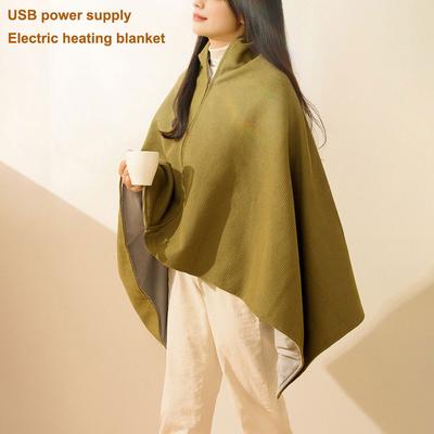 Wearable USB Electric Heated Blanket 3 Heating Levels USB Heated Blanket Shawl with 5000mAh Power Bank for Home Office