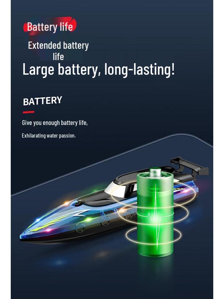 2.4G Vysokorychlostní loď na dálkové ovládání - Dvojitý motor, Vodotěsná, se světly a dvojitou vrtulí Perfektní hračka jachta pro kluky.