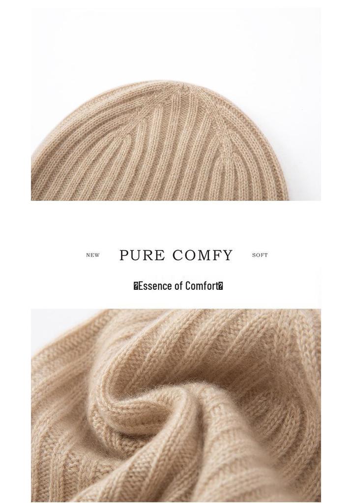 100% Pure Cashmere Knit Hat - Men's Ear Protection for Autumn/Winter