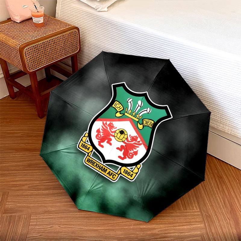 Wrexham AFC pattern, automatic folding umbrella, portable and foldable design, 8 ribs, a Christmas or birthday gift.