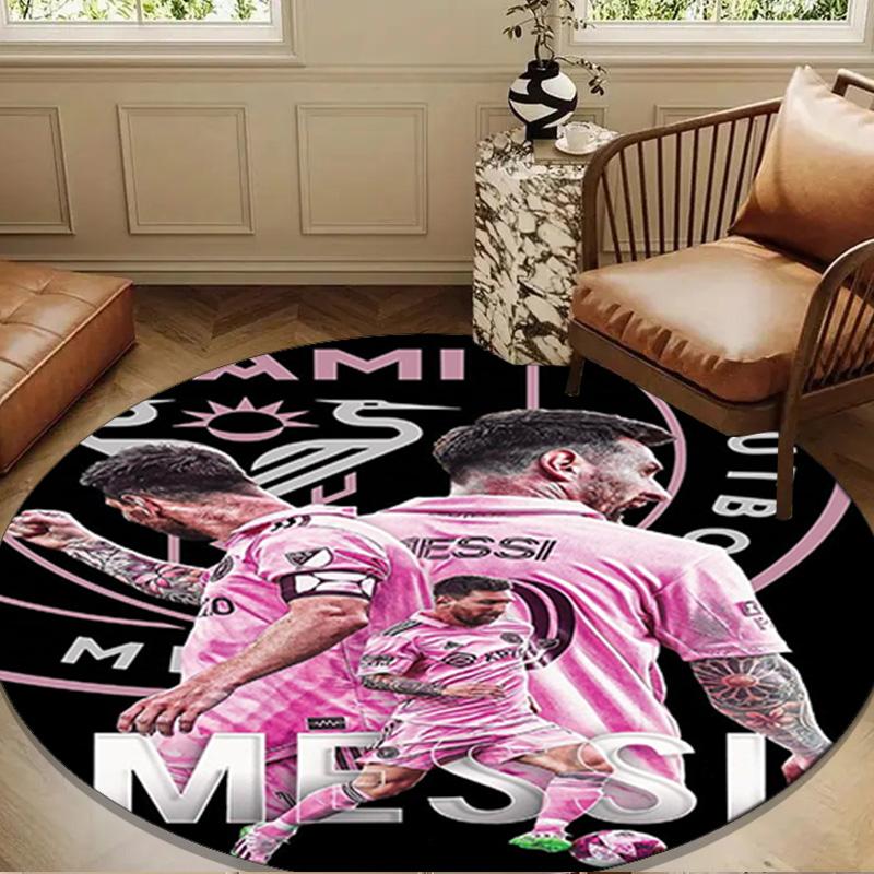 Messi's Pink Round Mat, Anti-slip Circle Carpet Chair Rug For livingroom,Bedroom, Doormat Home Decor Gift Christmas Gifts