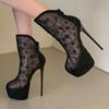 Fashion Eilyken Fashion Design Breathable Mesh Platform Ankle Boots Sandals Women Sexy ExtremismStiletto Heels Stripper Shoes