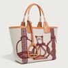 2025 New High-End Fashion Canvas Handbag for Women, Single-Shoulder Large-Capacity Patchwork Leather Versatile Commuting Tote Bag
