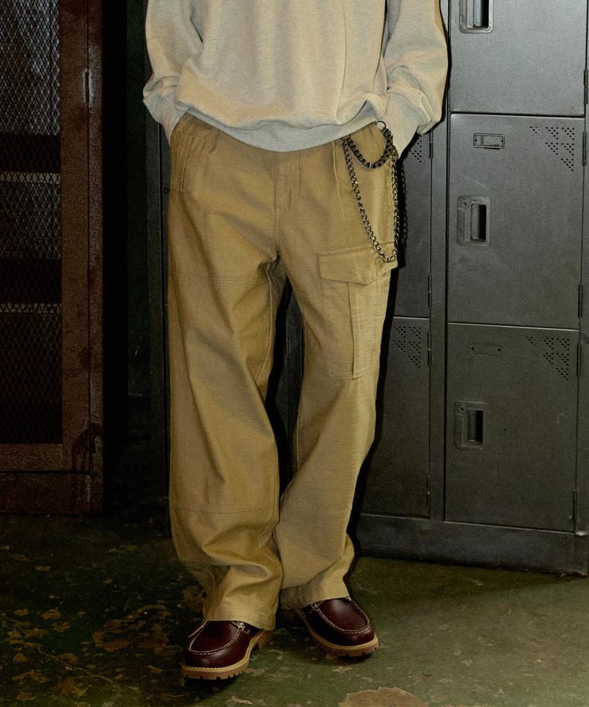 MAGOODGAN Chino 4308 Satin Cotton Cargo Wide Fit Navy Military Pants