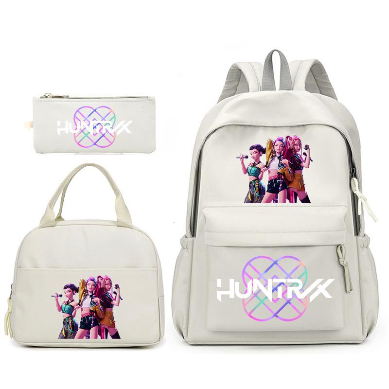 Kpop Korean Version Peripheral Printing Backpack Lunch Bag Casual Pencil Bag Primary And Secondary School Student Schoolbag Set