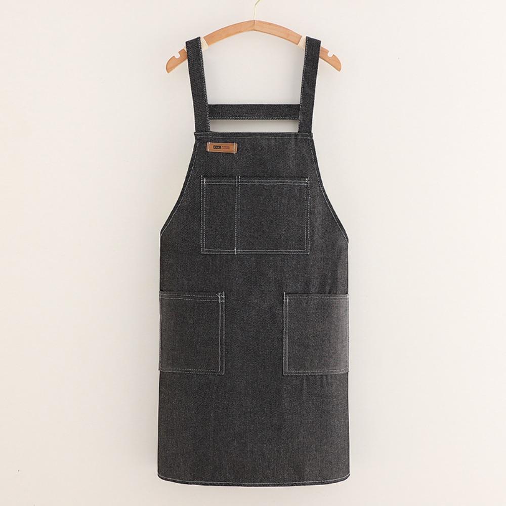 New Thicken Kitchen Aprons Multi-pocket Antifouling Chef Work Apron Canvas Breathable Barista Apron Kitchen