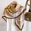 Niche style simple temperament versatile striped large square scarf silk scarf women's spring and autumn new scarf outer shawl 91CM