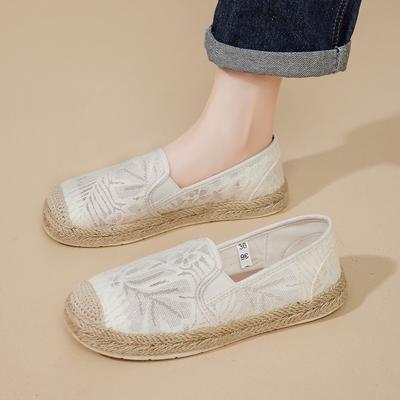 Augu Shiden Spitzennetz Fischer-Schuhe Damen 2025 neu Frühling und Sommer faule Ein-Pedal hohle weich besohlte Einzelschuhe