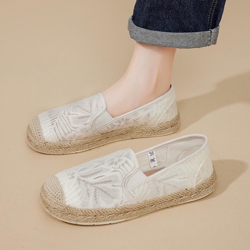 Augu Shiden Lace Mesh Fisherman Shoes Women's 2025 New Spring and Summer Lazy One-pedal Hollow Soft-soled Single Shoes