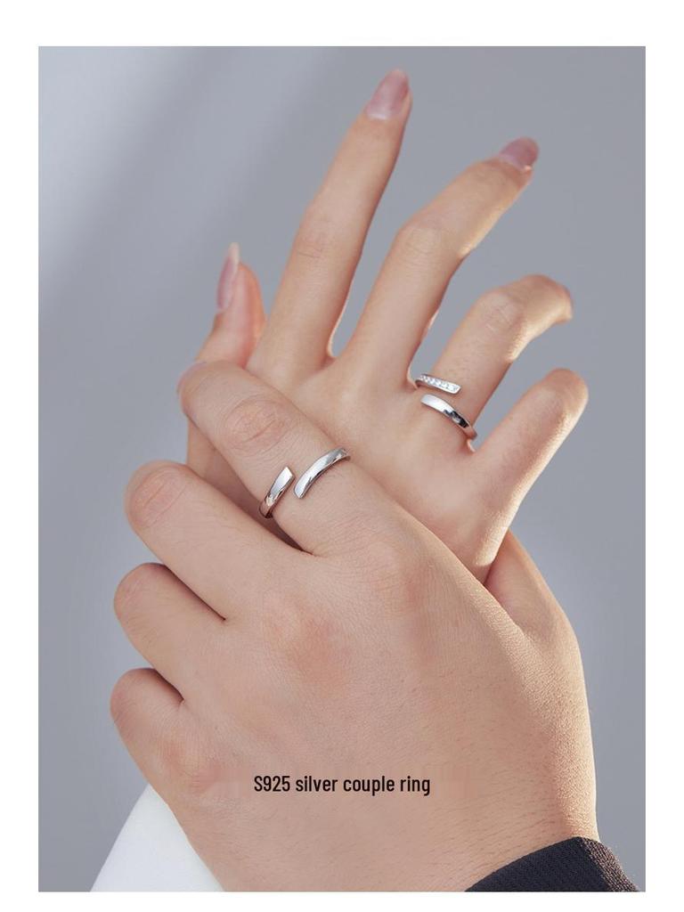 Banyan Tree S925 Silver Mobius Couple Rings - Korean Geometric Design