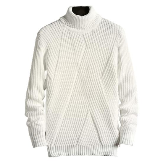 Turtleneck Men Sweater Thick Acrylic Fiber Winter Autumn Base Shirt for Daily Wear