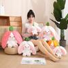 Anime Bunny Stuffed Animalreversible Carrot Strawberry Rabbit Plush Doll With Zipper Cute Soft Rabbit Toys Pillow Decoration