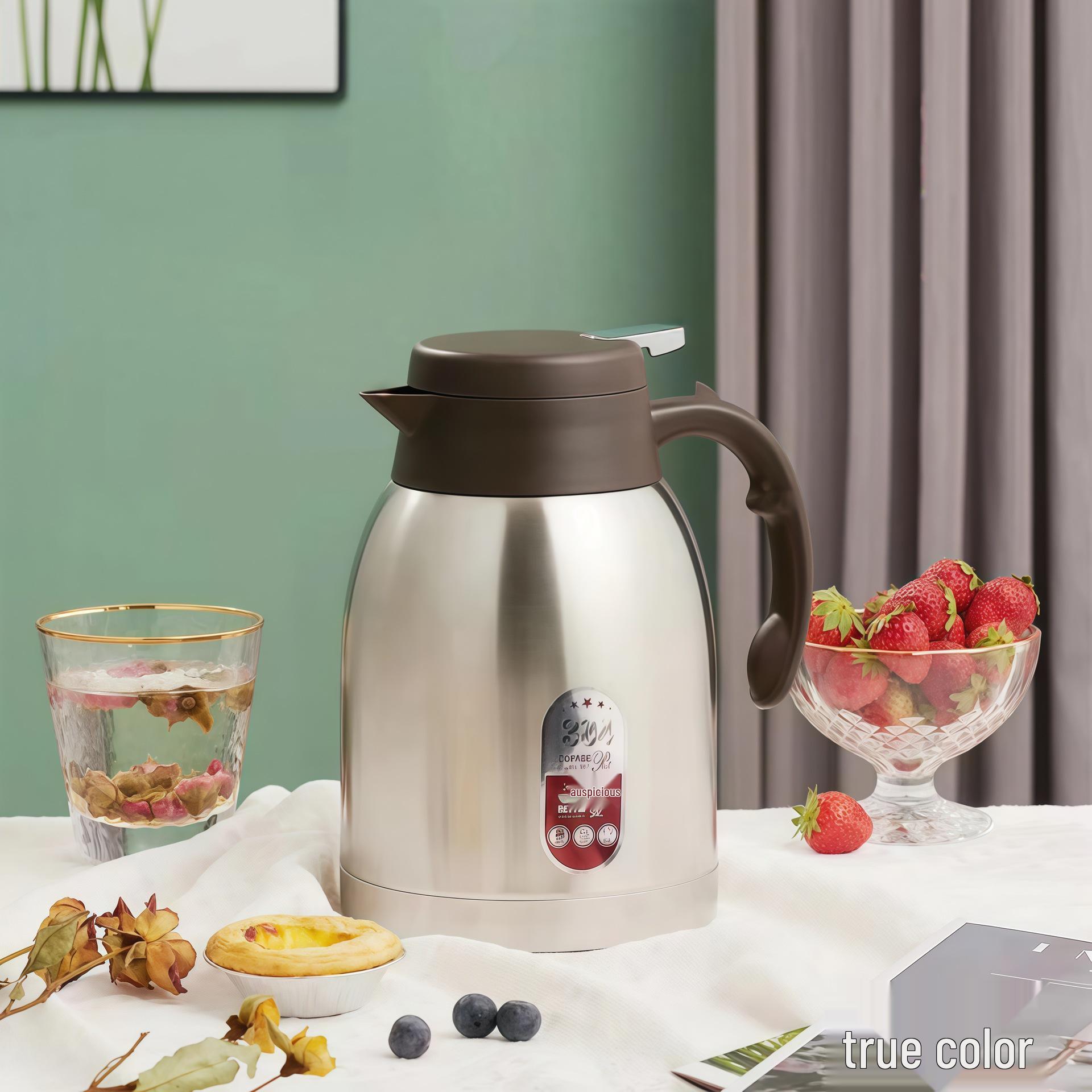 

304 Stainless Steel Commercial Insulated Kettle - Large Capacity Vacuum Hot Water Bottle Thermos for Business Gifts 1.6L SUS201 - 24h Insulation