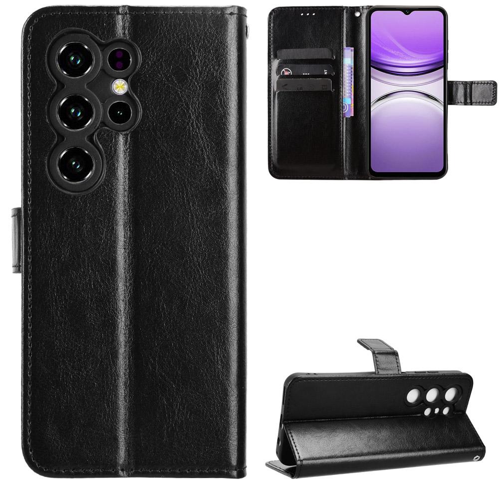 Чехол-бумажник из ПУ-кожи для Oukitel C2 с ремешком, текстура Crazy Horse