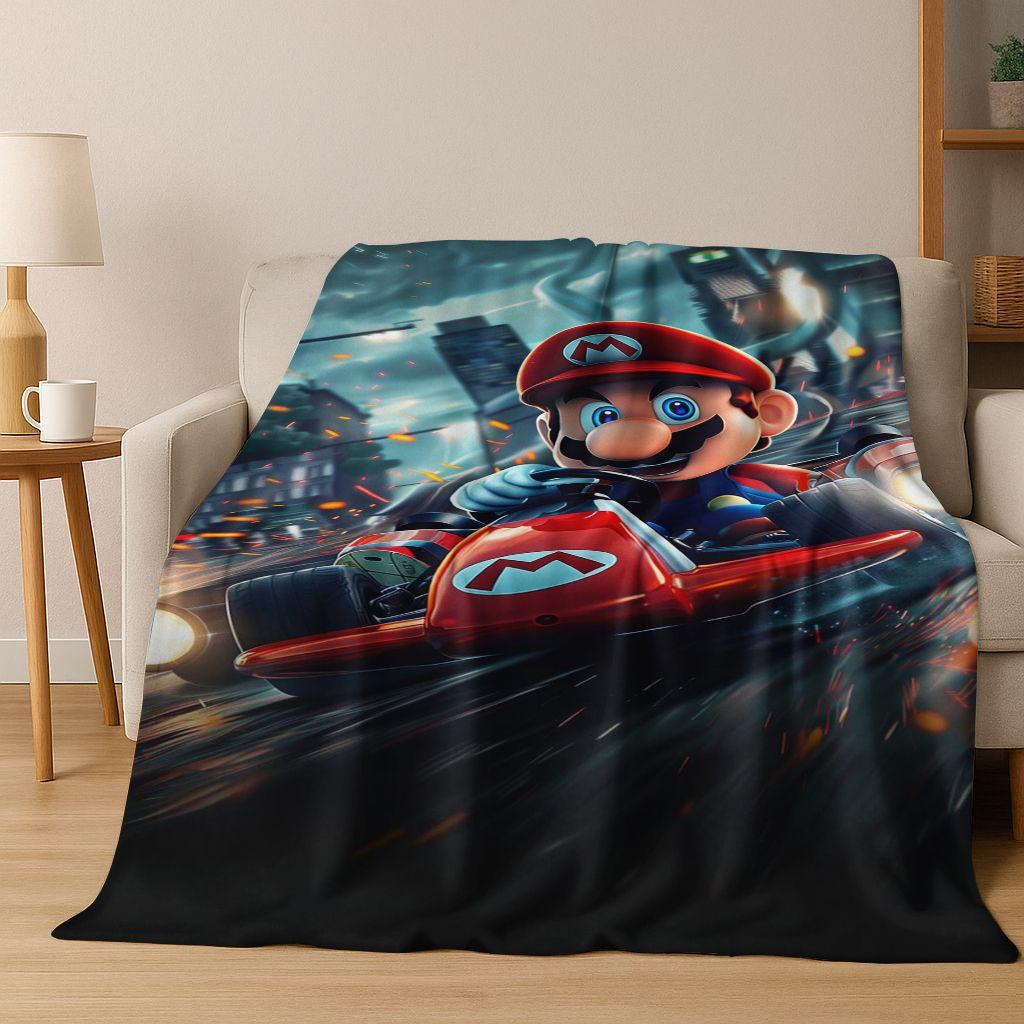 

3D Mario Cartoon Gift Flannel Blanket,Warm and Cozy Soft Throw Blanket for Home Bedroom Bed Sofa Travel Picnic Office Cover Kid 75x90cm