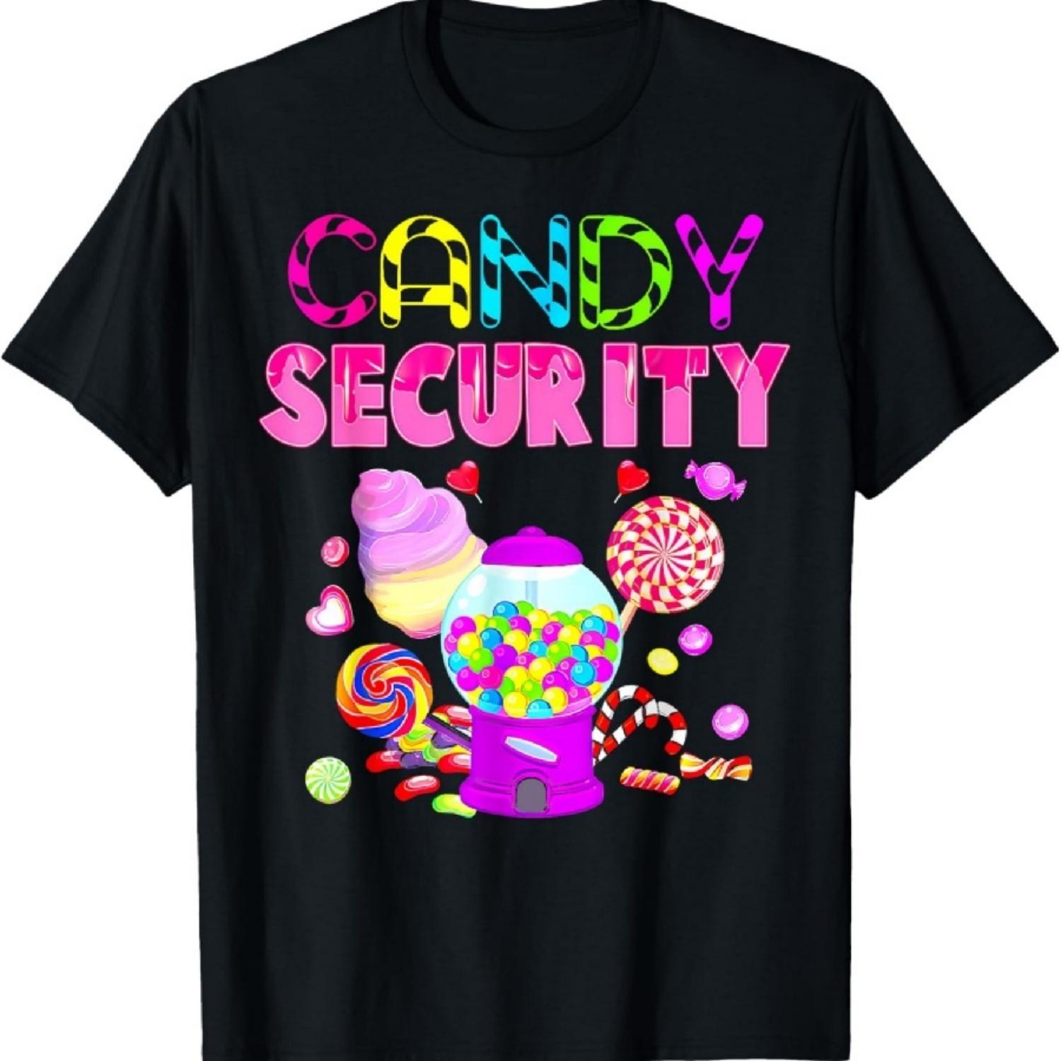 Candy Land Costume Women Candy Crew Funny Candy Security T-Shirt XXXXXL чёрный