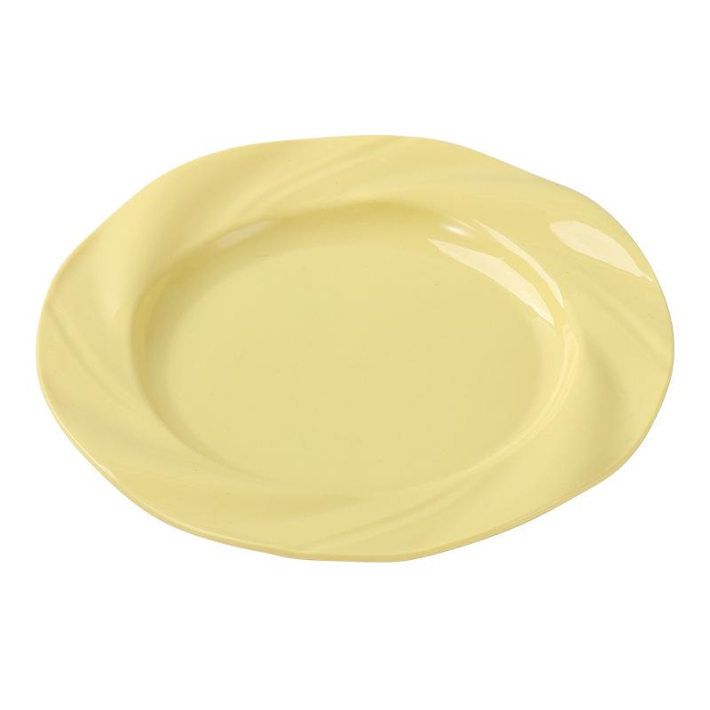 Ins Cream Style Breakfast Plate: High-Quality Round Vegetable & Dinner Plate, Imitation Porcelain, Perfect for Home and Restaurant Use