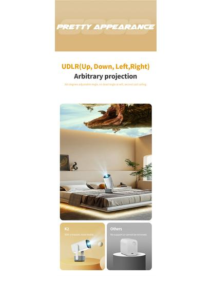 K2 Portable 4K WiFi HD Android Outdoor Mini Projector with Built-in Battery
