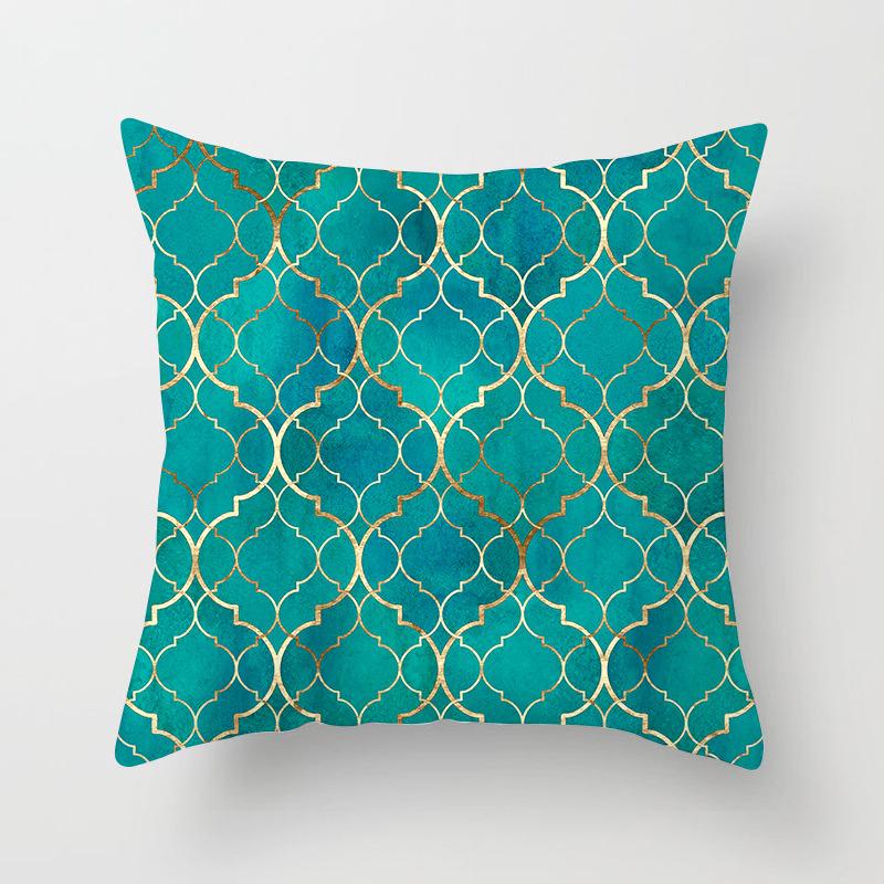 Retro Green Geometric Pillow Case Home Sofa Pillow Cushion Cover Tatami