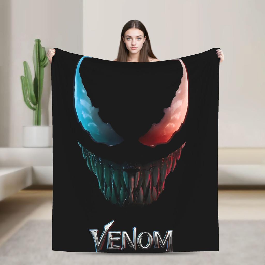 Venom cartoon Blanket Travel Office Flannel Throw Blanket For Couch Chair Sofa Bed Soft Design Quality Bedspread Gift