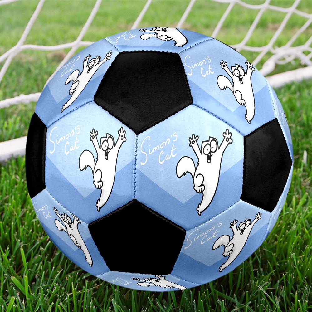 Simon's Cat Cute Cartoon Indoor Soccer Ball Colorful Machine Stitched PVC Size 5 Team Training Competition Ready Durable High-Bounce Cool Sports Gift