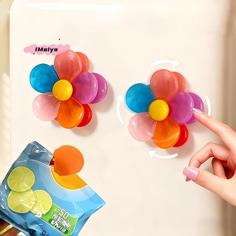 1 Set Flower Type 2-in-1 Magnetic Fridge Clips Multifunctional Food Sealing Clips Kitchen Accessory for Storage