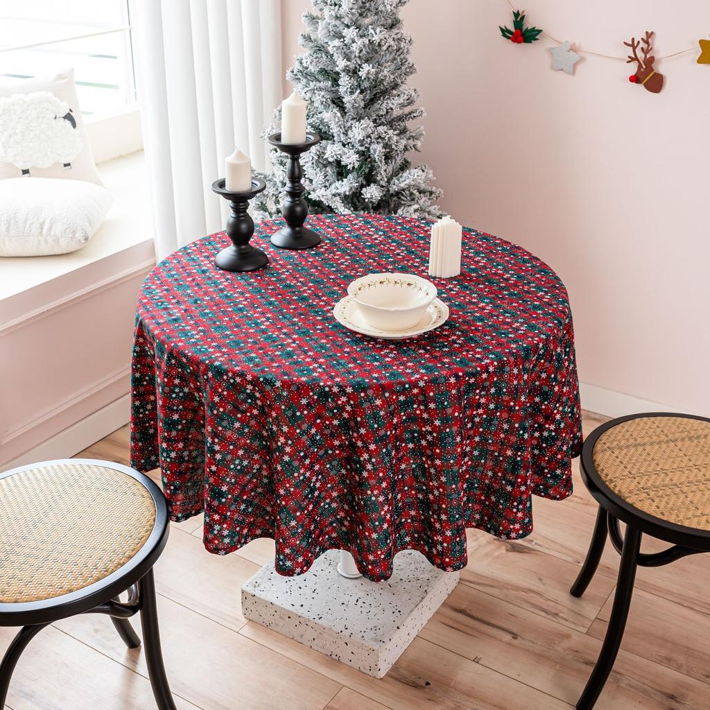 Party Table Cloth Christmas Day Winter Chinese New Year Decorations Indoor Table Fabric Checked Cover Cloth