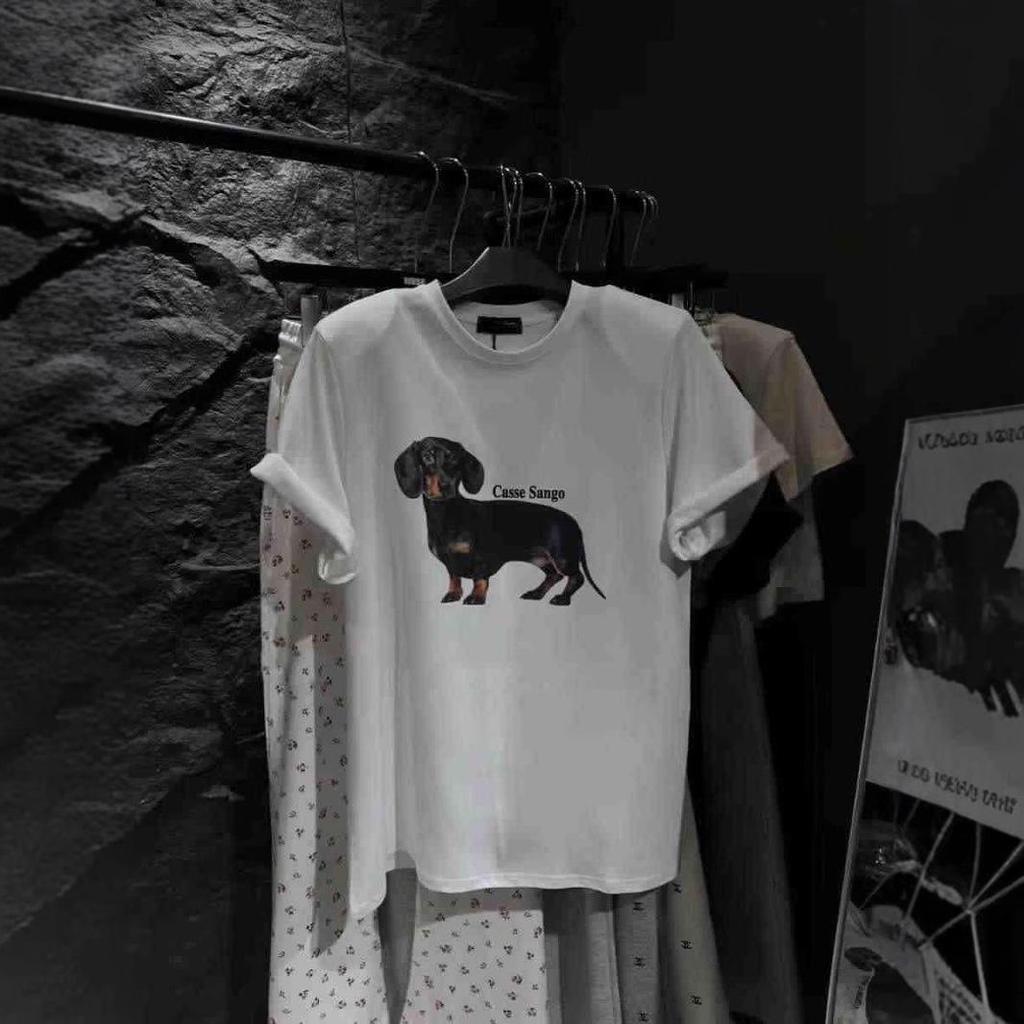 2025 Summer Plus Size Retro Dog Graphic Loose T-Shirt for Women