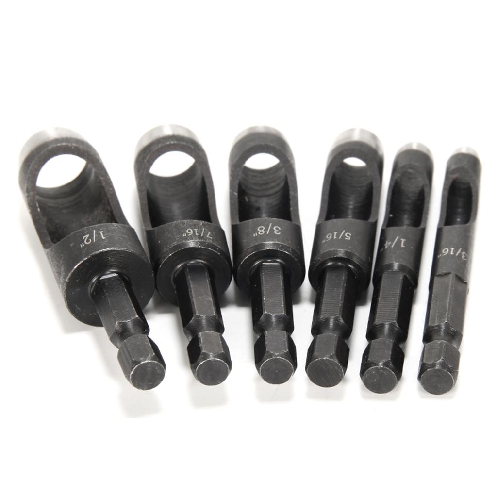 Leather Hole Punch 1/4inch Handle Extended Hex Shank Drill Carbon Steel Hollow Punch for Fabric and Leather Working