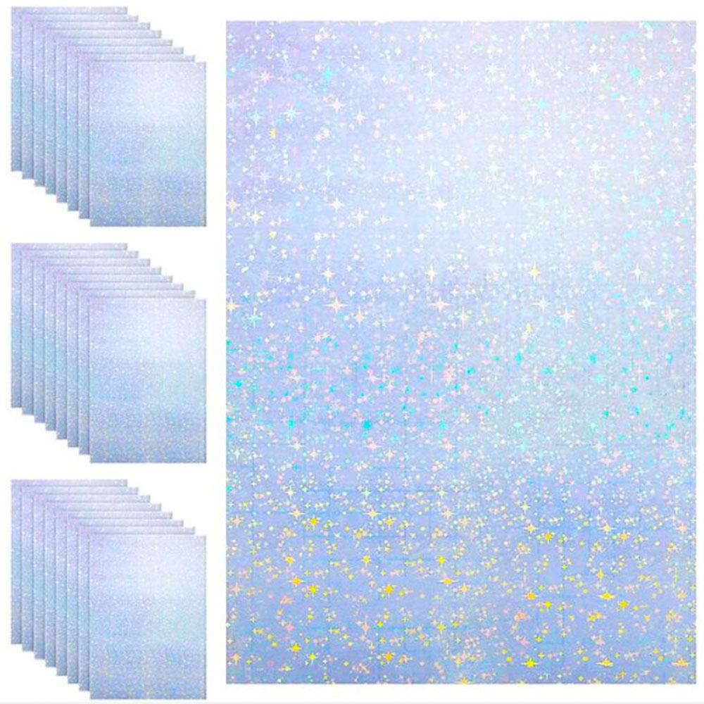 Holographic Glitter Laser Self Adhesive Waterproof  Vinyl Stickers A4 Size Overlay Photos Windows Laptops Decorations 10pcs Sets