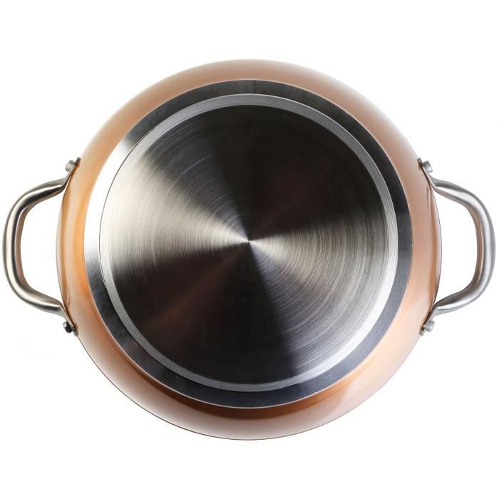 Casserole basse 24cm induction, antiadhésive sans pfoa, aluminium forgé wecook professional cuivre 50355