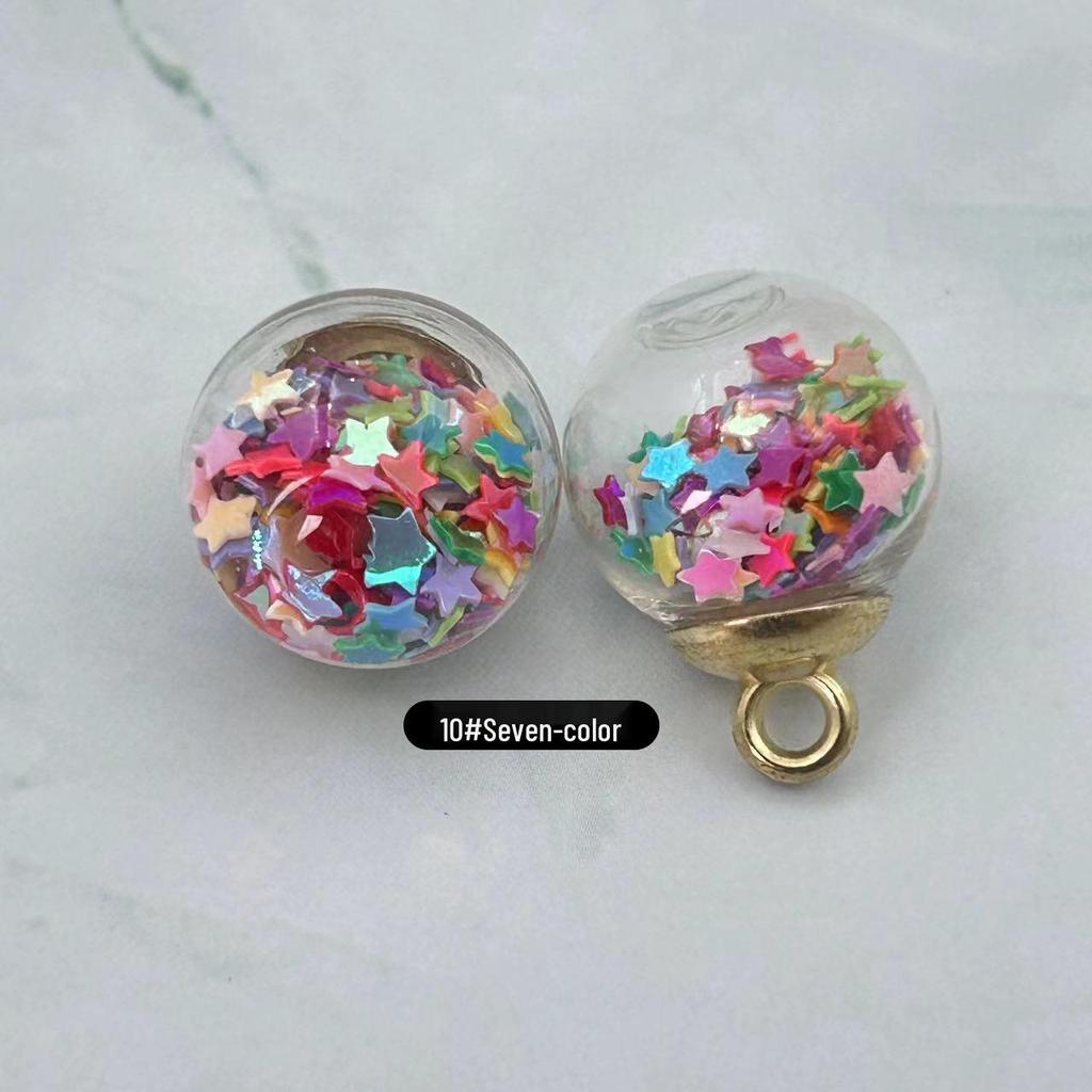 Glass Round Ball Star Sequin Pendant Earrings & Keychain Accessories