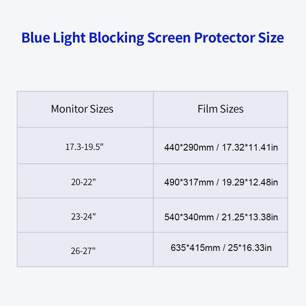 Hanging Blue Light Blocking Screen Protector High transmittance Anti UV Eye Protection Film for 26 27   Desktop Monitor