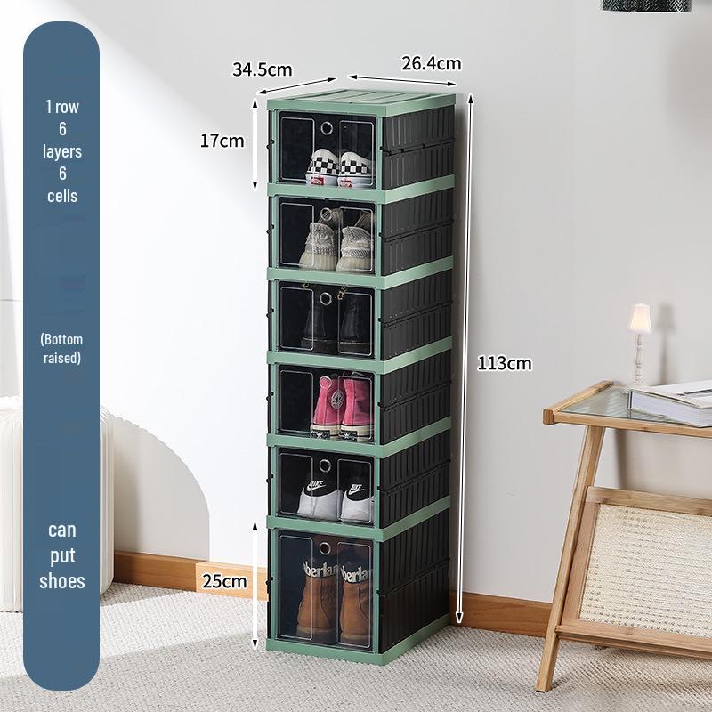 Transparent Plastic Foldable Shoe Storage Box - No-Installation Dustproof Shoe Cabinet & Movable Rack.