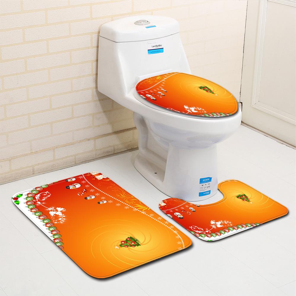 Christmas Bathroom Floor Mat Toilet Three-Piece Set