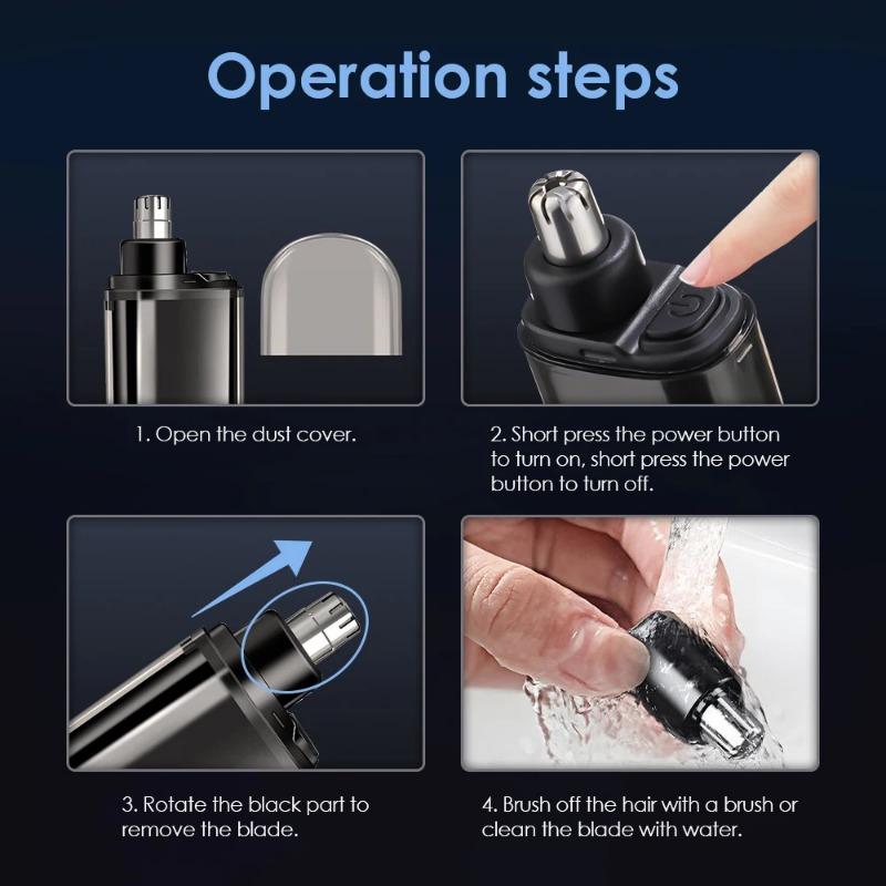 Electric Nose Hair Trimmer Painless Nose Hair Clipper USB Charging Dual-Edge Blades Portable LCD Display Men Mini Nose Hair Trim