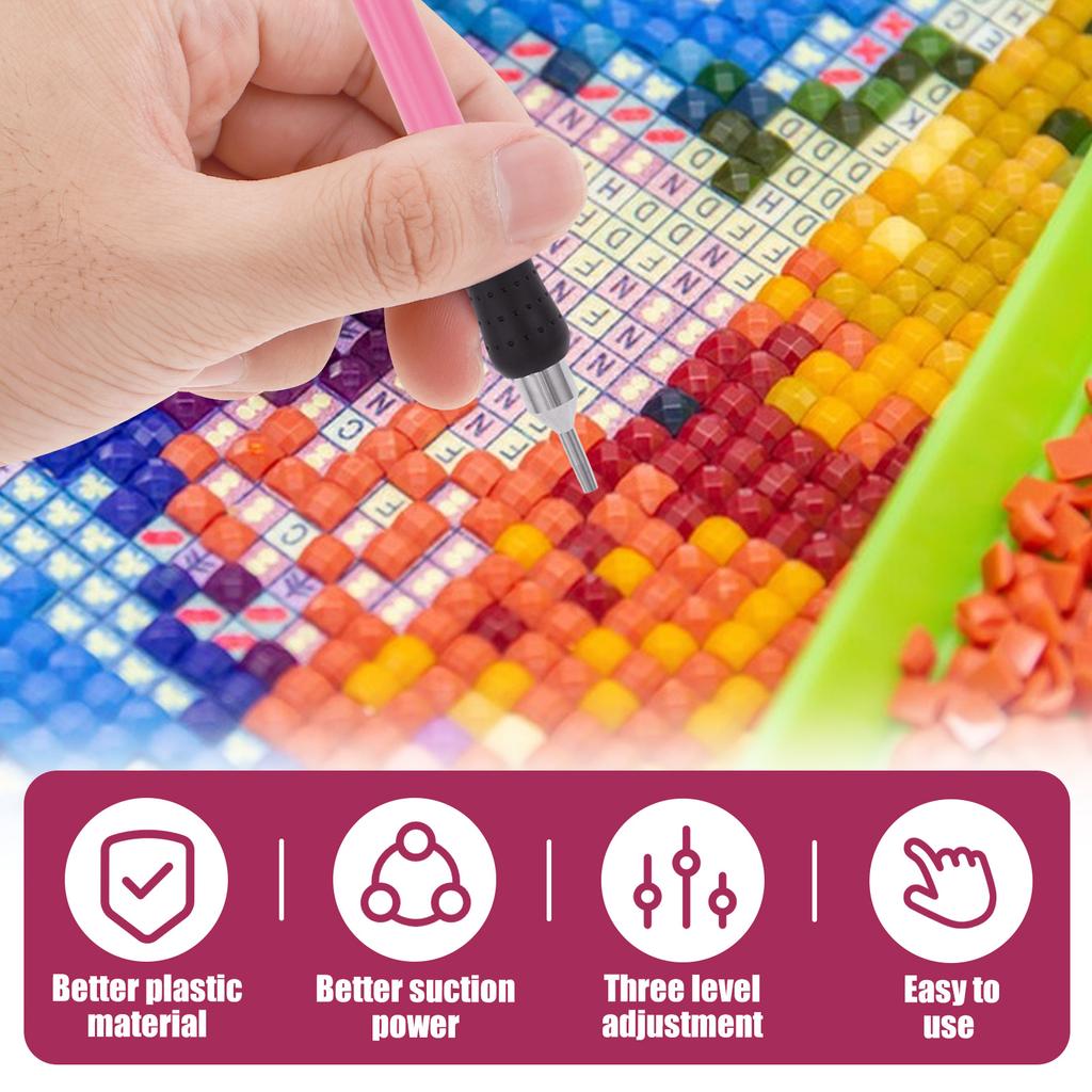 Electric Diamond Art Painting Pen with 3 Adjustable Suction Level No Wax Needed Vacuum Diamond Art Pen Kit for Adults and Kids
