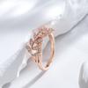 Shiny Natural Zircon Leaf Ring For Women Trendy  Rose Gold Color Vintage Wedding Jewelry Daily Party Accessories