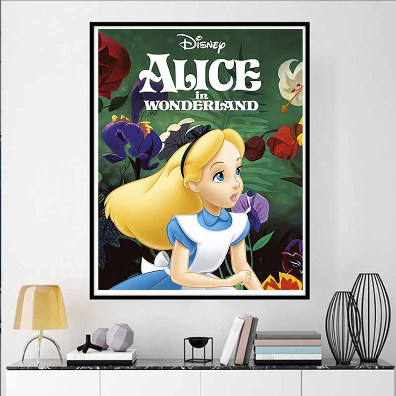 Disney Diamond Painting Alice in Wonderland Illustration DIY Gift Suitable for Living Room Bedroom Office and Home Décor