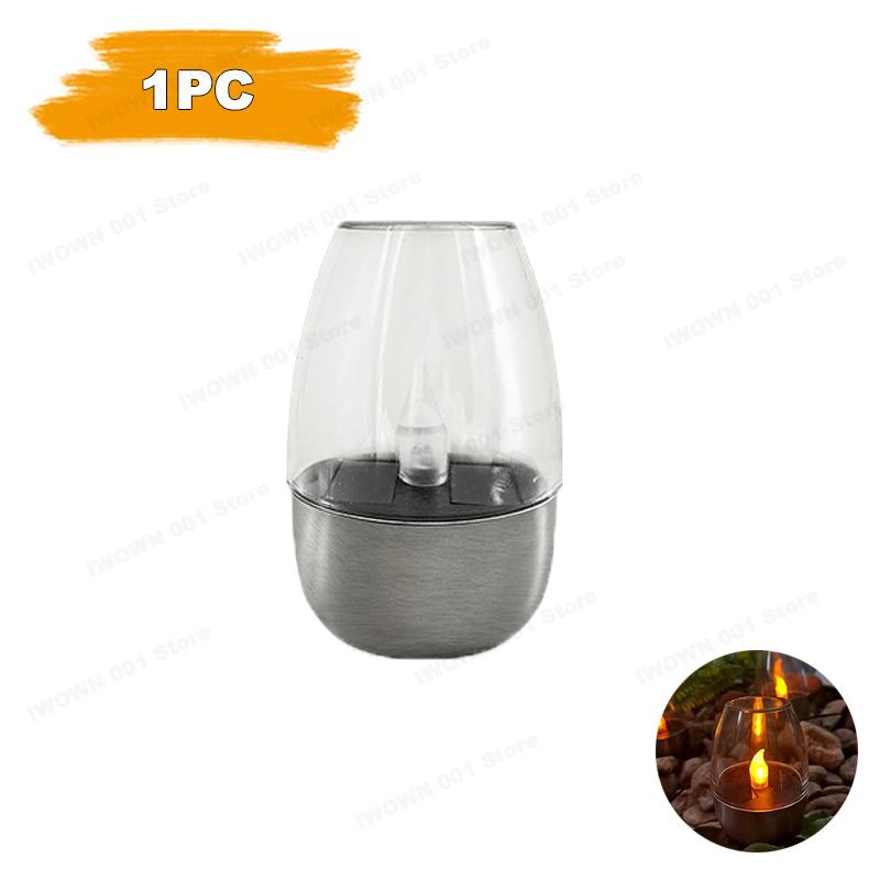 

Солнечная светодиодная лампа-свеча без пламени из нержавеющей стали, ночник при свете свечи, уличная водонепроницаемая для сада, двора, балкона, домашнего декора