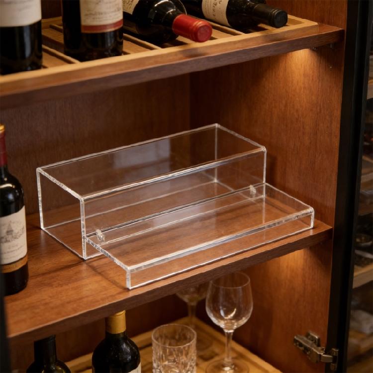 Contemporary Two Level Storage Shelf For Liquor Perfumes Vials And Decorative Pieces