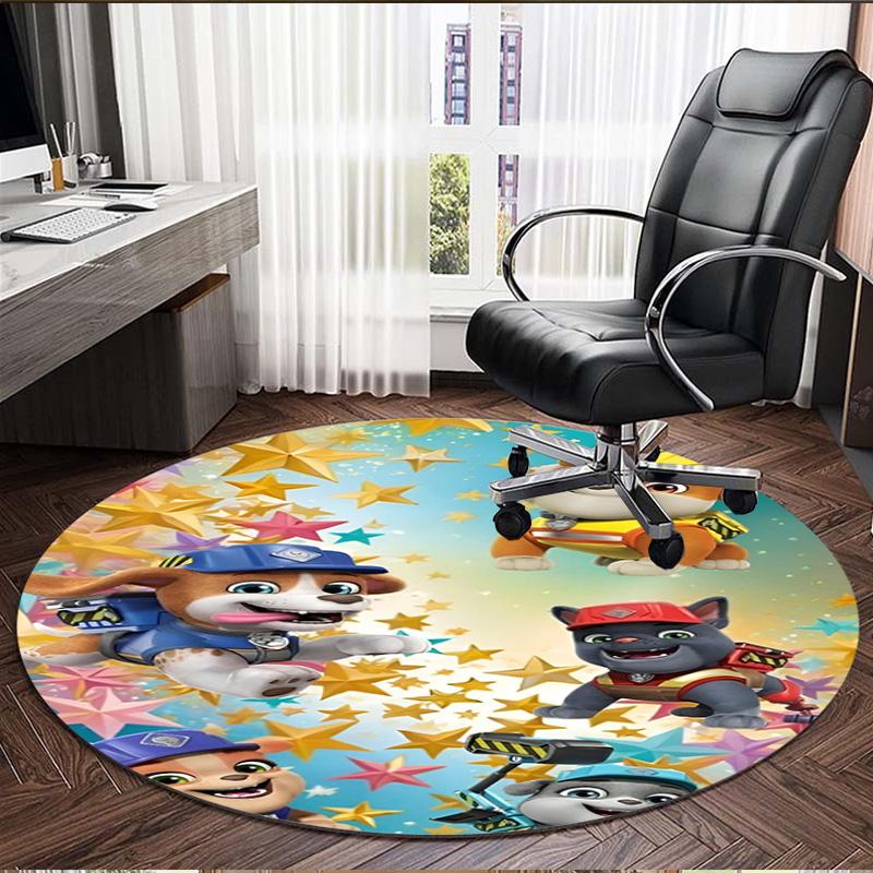 Jungle Pups Print Round Rug, Washable Floor Carpet, For Entryway Dorm Laundry Room Office Study, Home Decor Birthday Christmas Gift