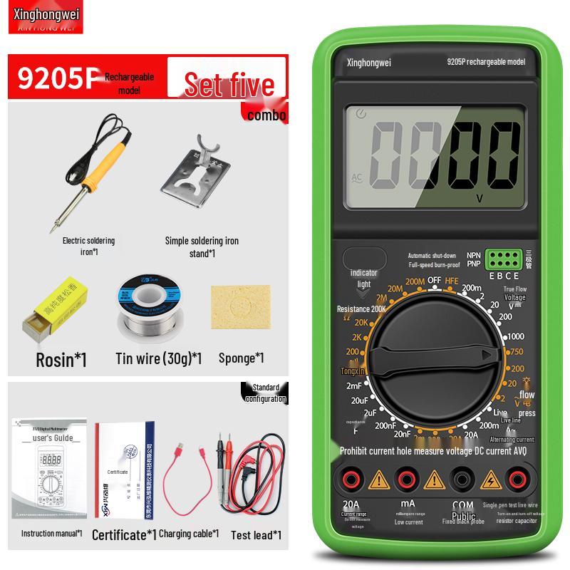 High-Precision DT9205 Digital Multimeter with Anti-Burn Protection for Electricians