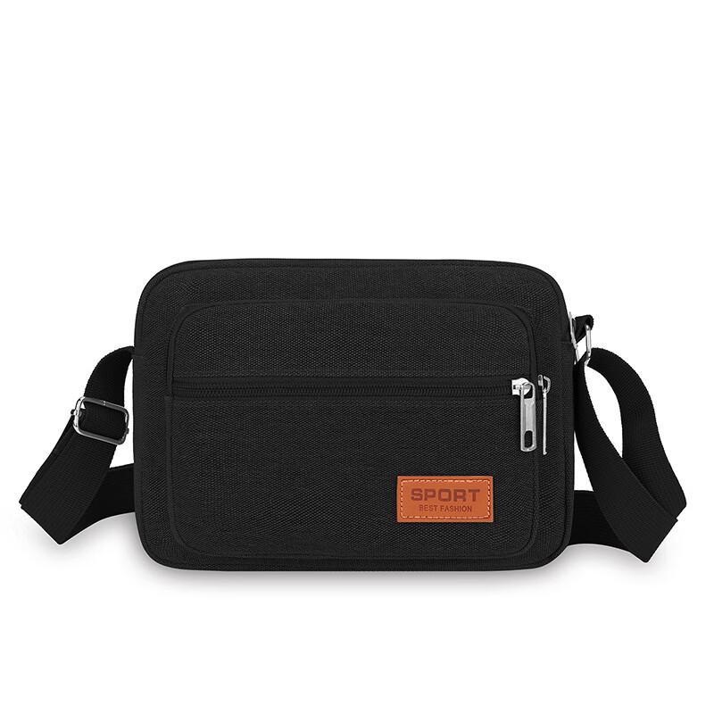 Li Shen Men's Canvas Multi-Zipper Shoulder Bag