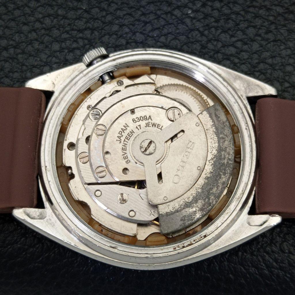 USED VINTAGE SEIKO 5 AUTOMATIC JAPAN MENS MAROON COLOR DIAL WATCH a434984-2 R122-a434984