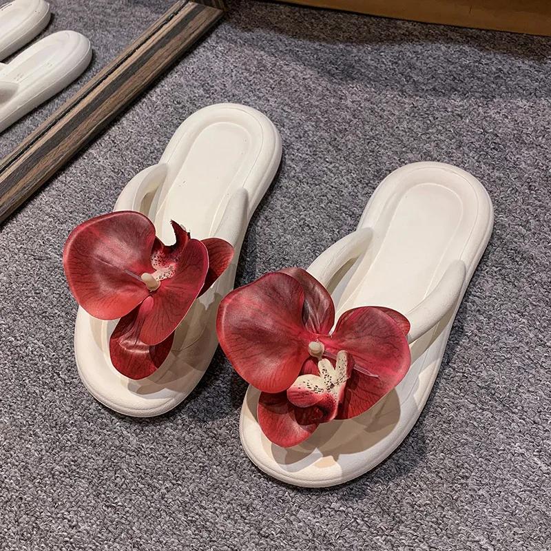 

Модные роскошные женские тапочки Barbie Phalaenopsis Herringbone 2024, новые внешние тапочки с толстой подошвой, летние пляжные тапочки высокого класса 40-41 красный